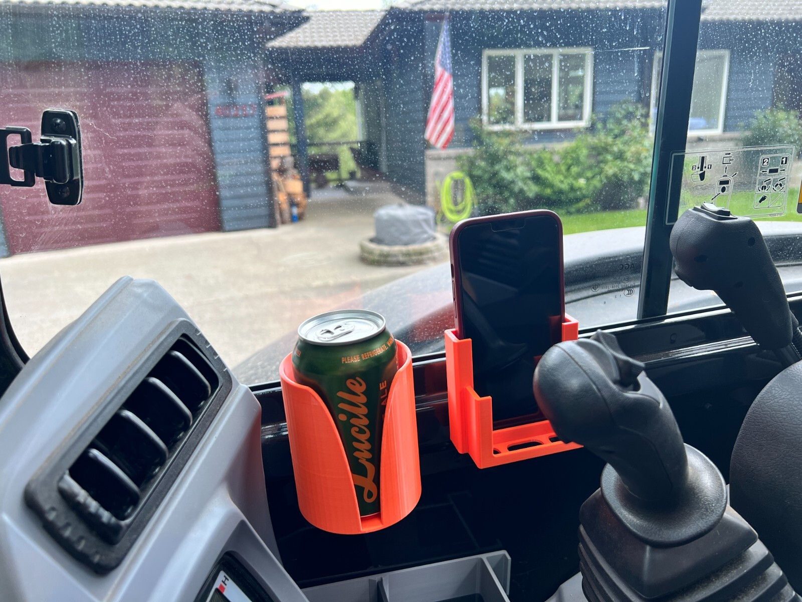 Kubota KX040-4 CAB Phone and Cup/Drink/Spray Bottle Holder
