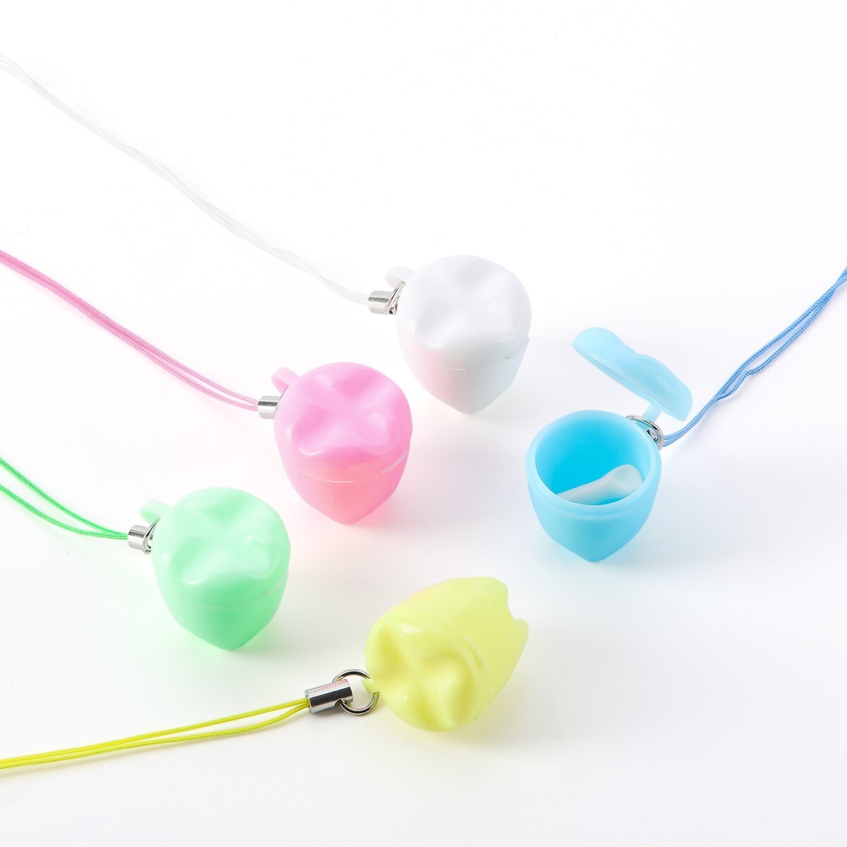 50 Pcs Dental Baby Teeth Storage Boxes Tooth Shape Holder Organizer Mixed Color