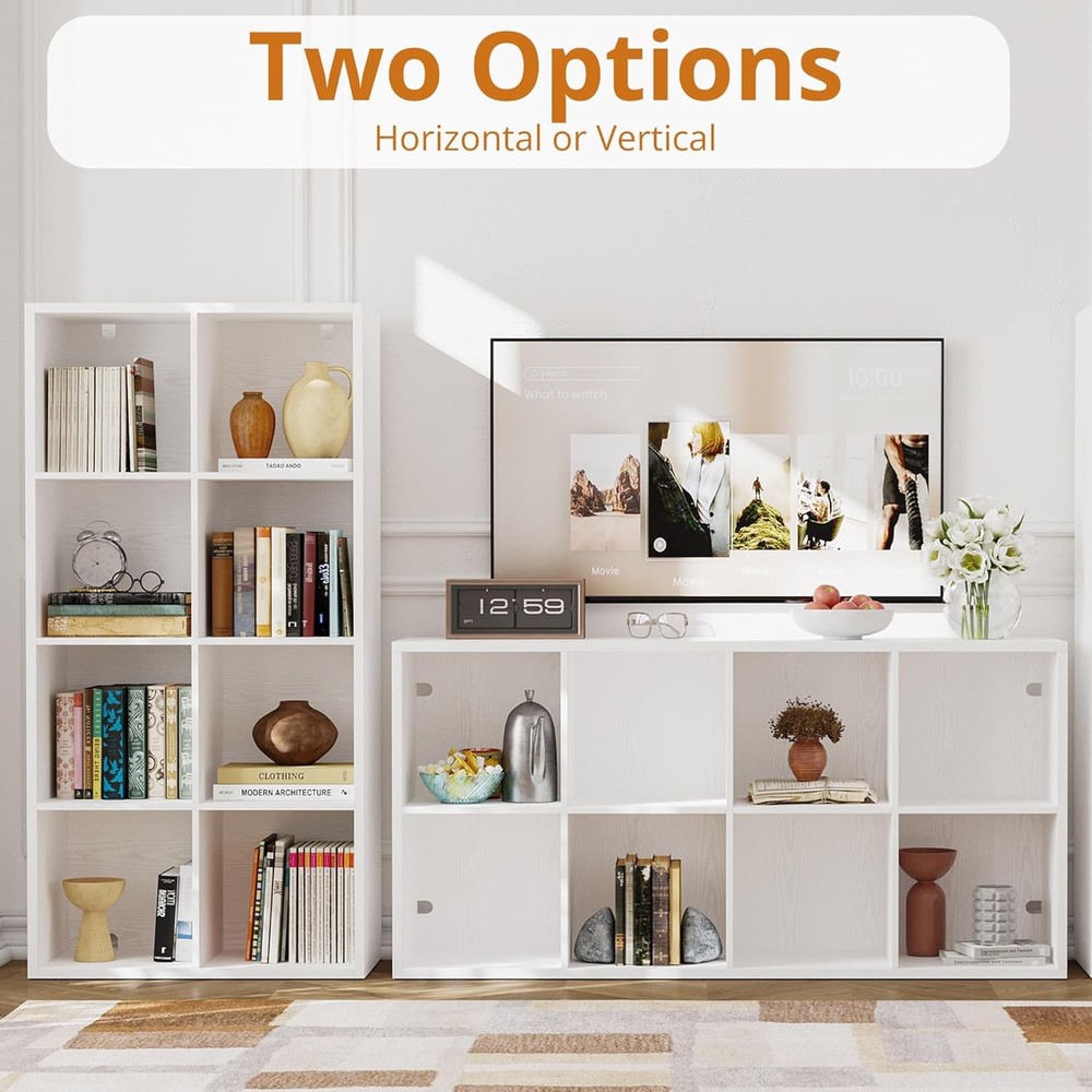 IROCNK Bookshelf 8-Cube Storage Cube Shelf Organizer Extra Thick Frame