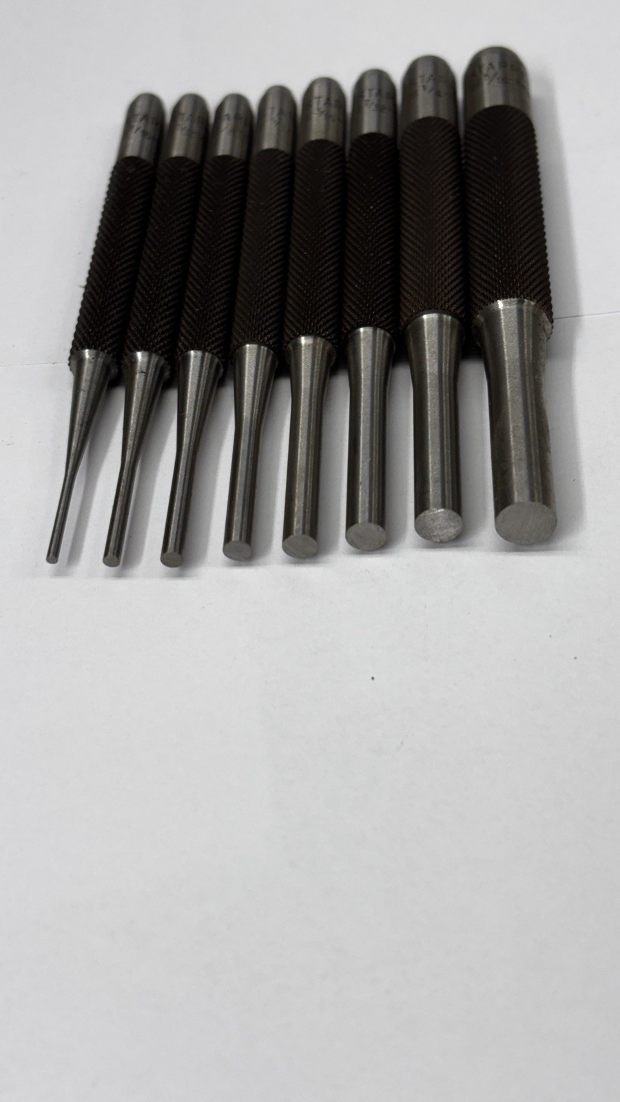 Starrett 8pc Drive Pin Punch Set, Sizes 1/16"to 5/16" PIN end Diameters