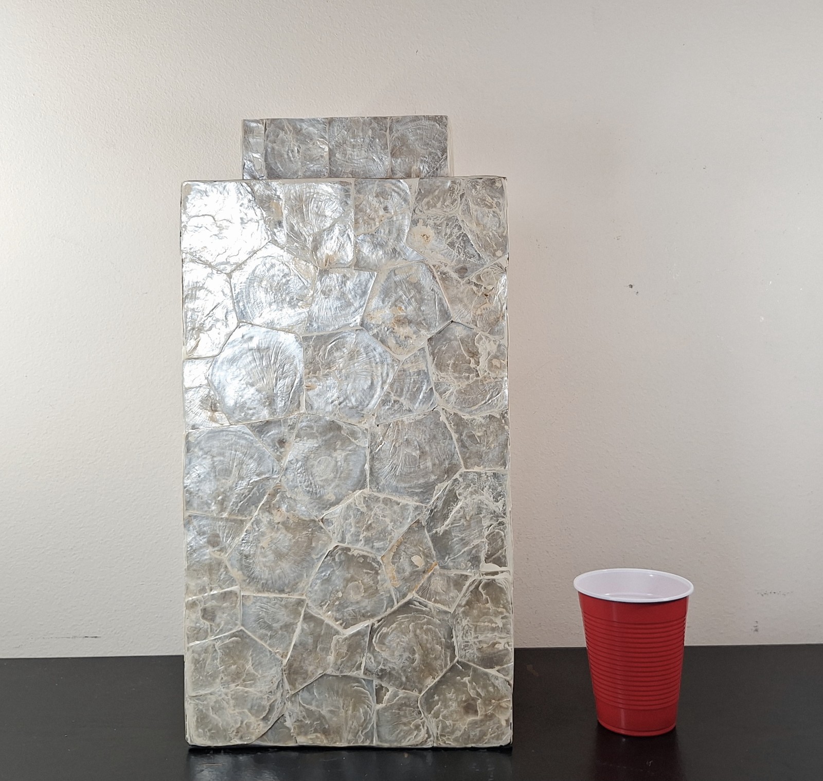 LARGE Natural Capiz Shell Asian Lidded Vase (Mother of Pearl) -20" FREE SHIPPING