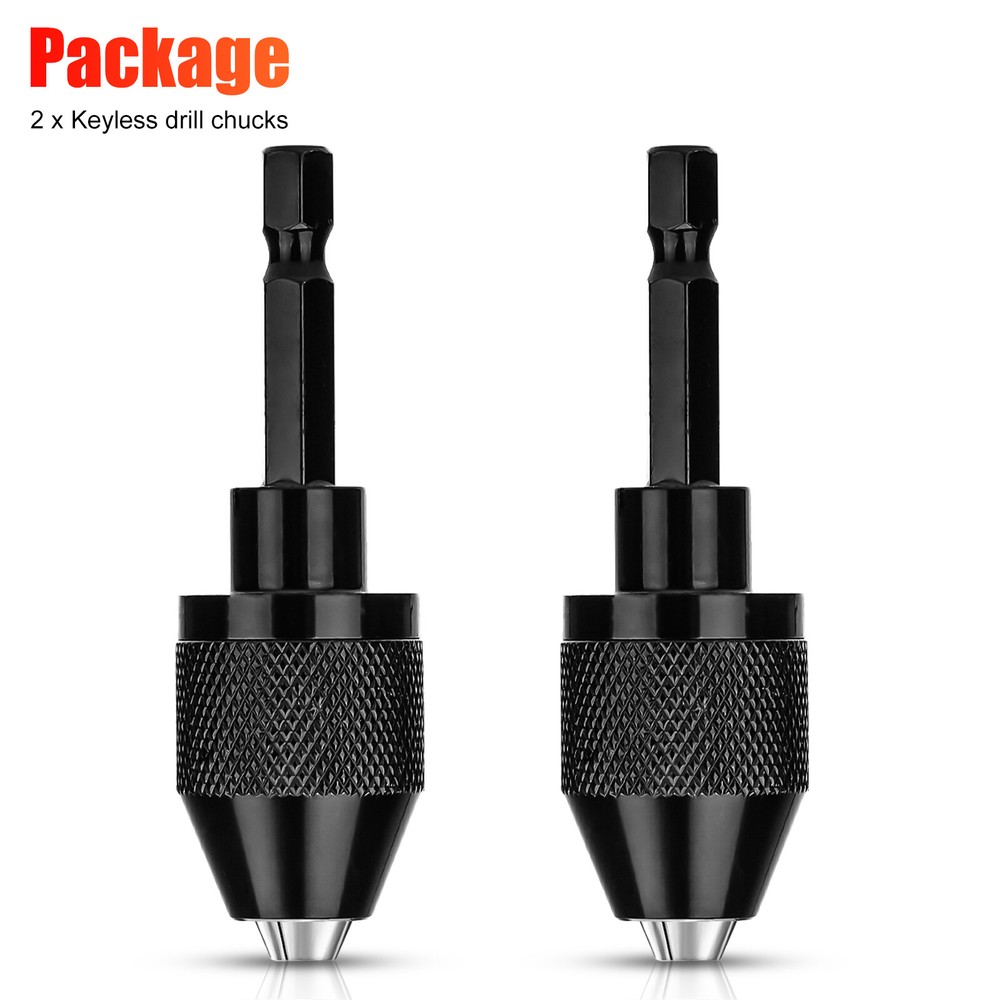2/4x 1/4"Hex Shank Keyless Chuck Adapter Drill Bit Quick Change Driver Converter
