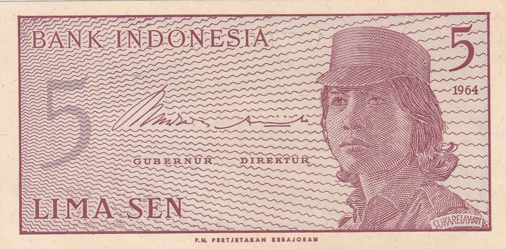 1964 Indonesia 5 Sen, UNC, p #91