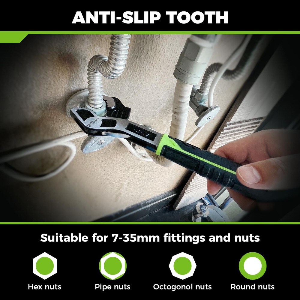 Multi-function Adjustable Pipe Wrench Set, 2-Piece, Quick Self-Adjusting, Pow...