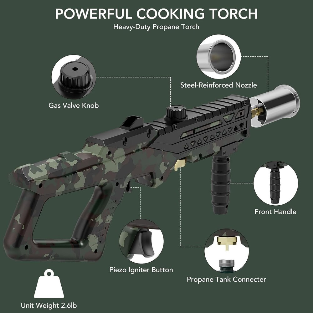 Powerful Cooking Propane Torch Gun, Culinary Torch Campfire Starter, Adjustab...