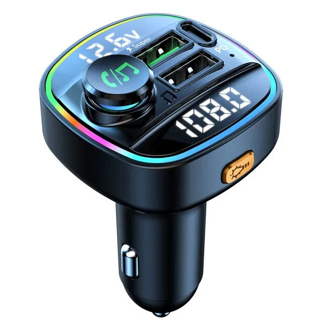 Bluetooth 5.0 Car Wireless FM Transmitter Adapter 2USB PD Charger Hands-Free Lot