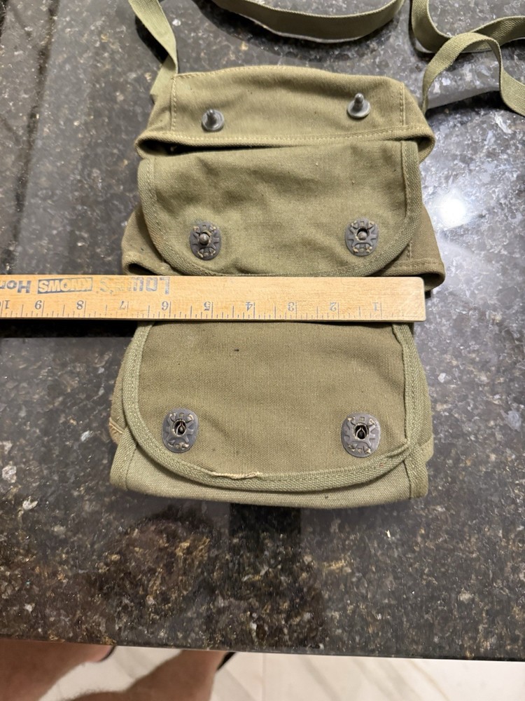 ORIGINAL WWII US ARMY M1942 3 CELL GRENADE CARRY POUCH-CANVAS