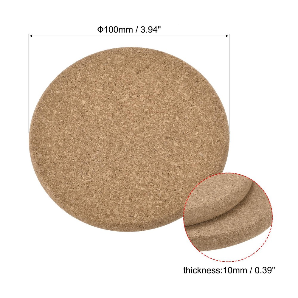 100mm round coasters 10mm thickness cork cup mat 2pcs