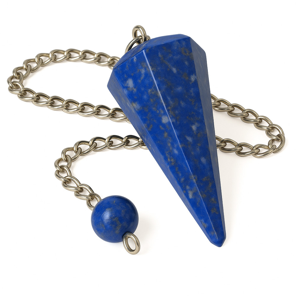 Lapis Lazuli Pendulum Dowser Chain Crystal Dowsing Divination Gemstone Tool Gift