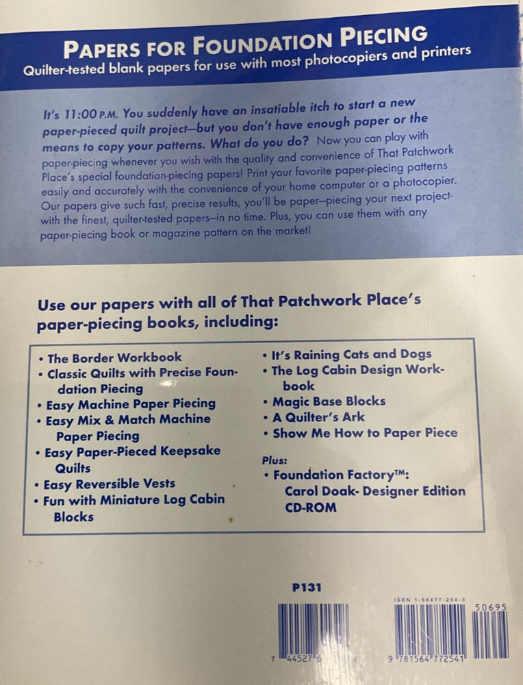 THAT PATCHWORK PLACE #P131 PAPERS FOR FOUNDATION PIECING