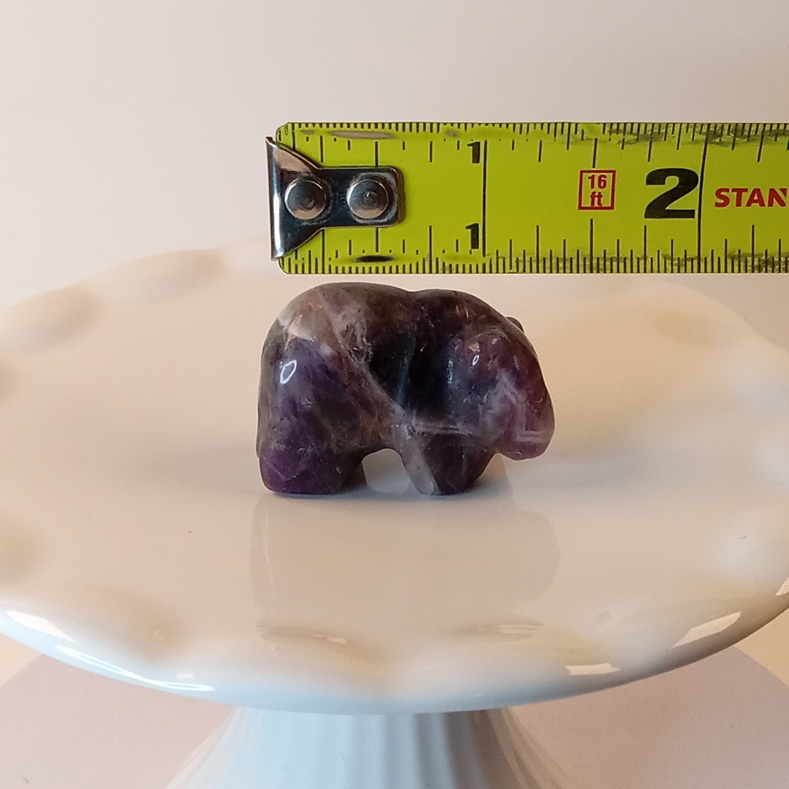 Dream Amethyst Crystal Bear Carving Purple Stone Animal 24g | E59