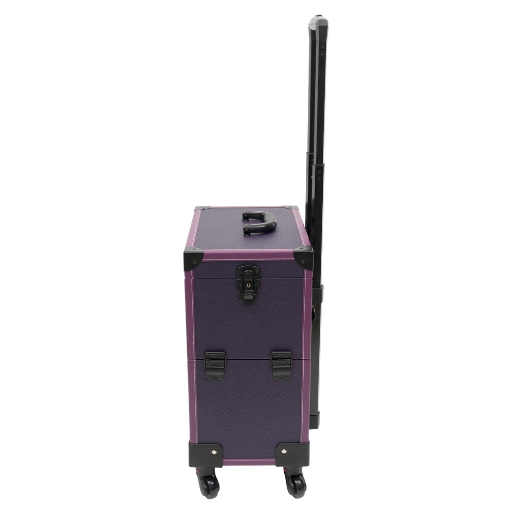 Makeup Train Case Professional Rolling Cosmetic Case with Mirror Travel Trolley