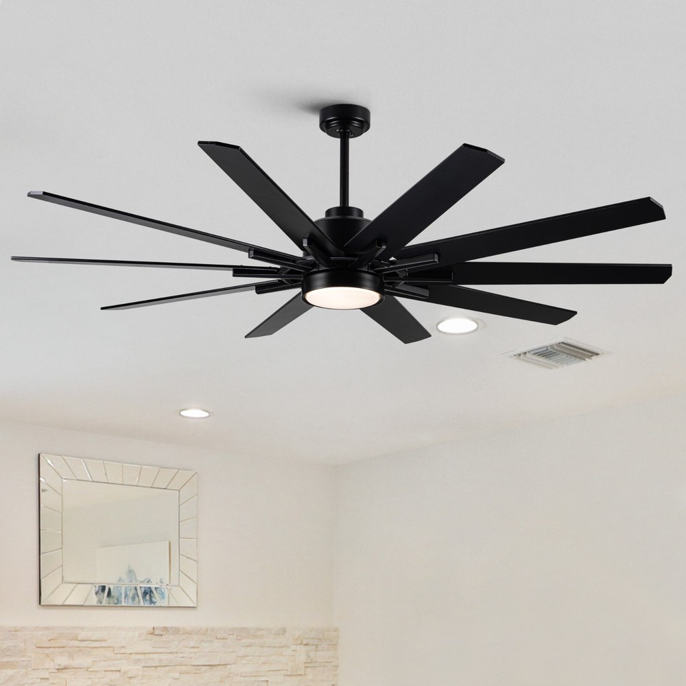 72'' Integarted LED Large Black Double Finish Ceiling Fan with Remote Control