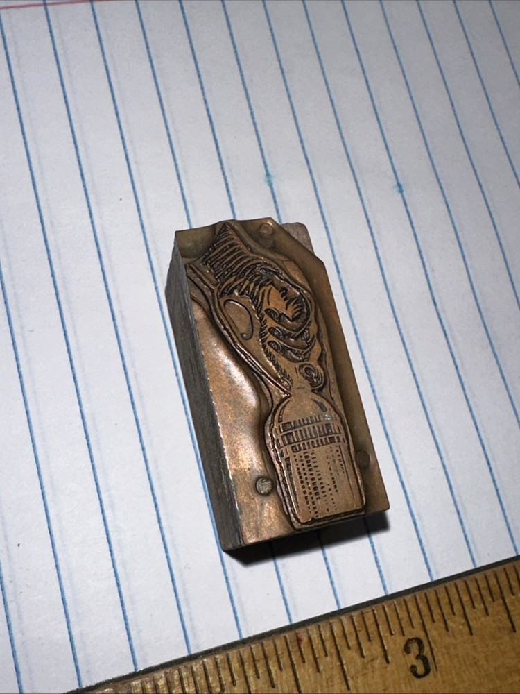 Printing Block ( Hand Opening Bottle ) Nice Image. Copper Face