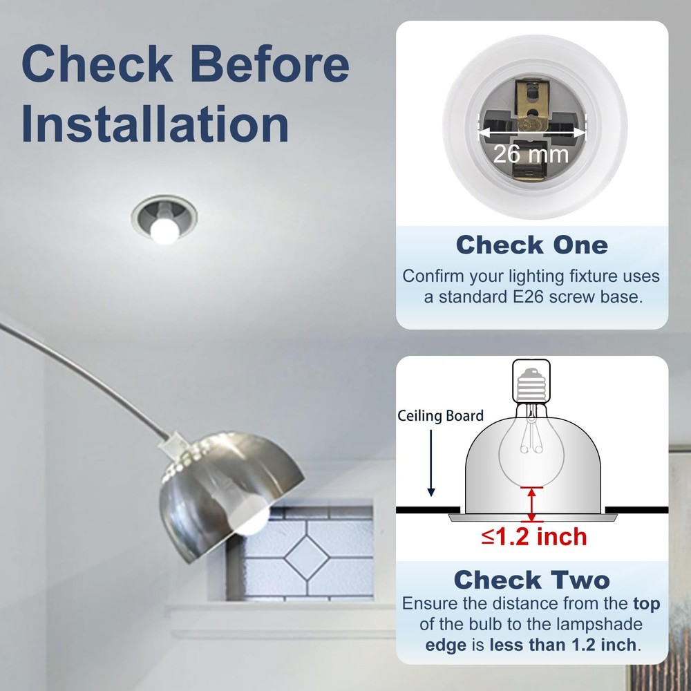 DiCUNO E26 3CM/1.2 Inch Socket Extender, Lamp Bulb 4-Pack, White