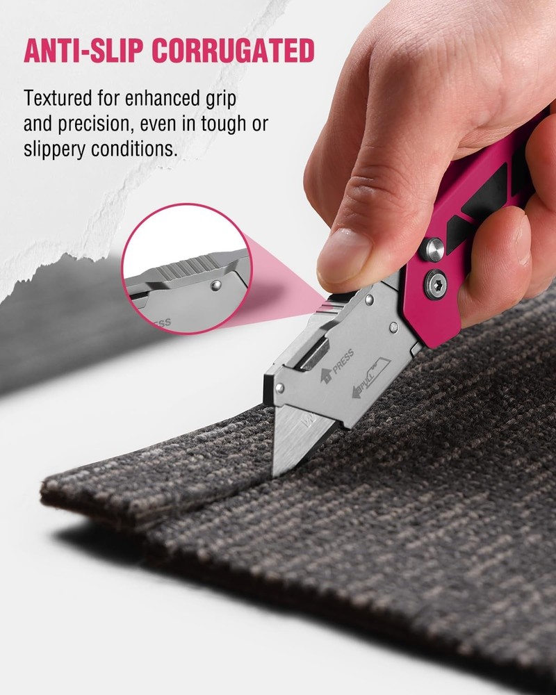 WORKPRO Pocket Folding Utility Knife Box Cutter Quick Open Axis Lock 10PCS Blade