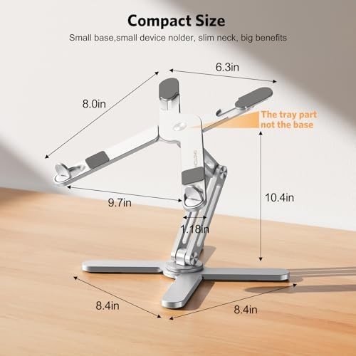 360° Rotating Laptop Stand Riser - Ergonomic, Adjustable Height, Foldable, Fits