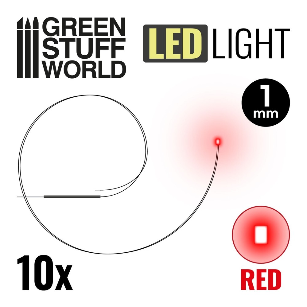 RED micro LED Lights - 1mm - Scenery Miniature lighting train infinity tiny