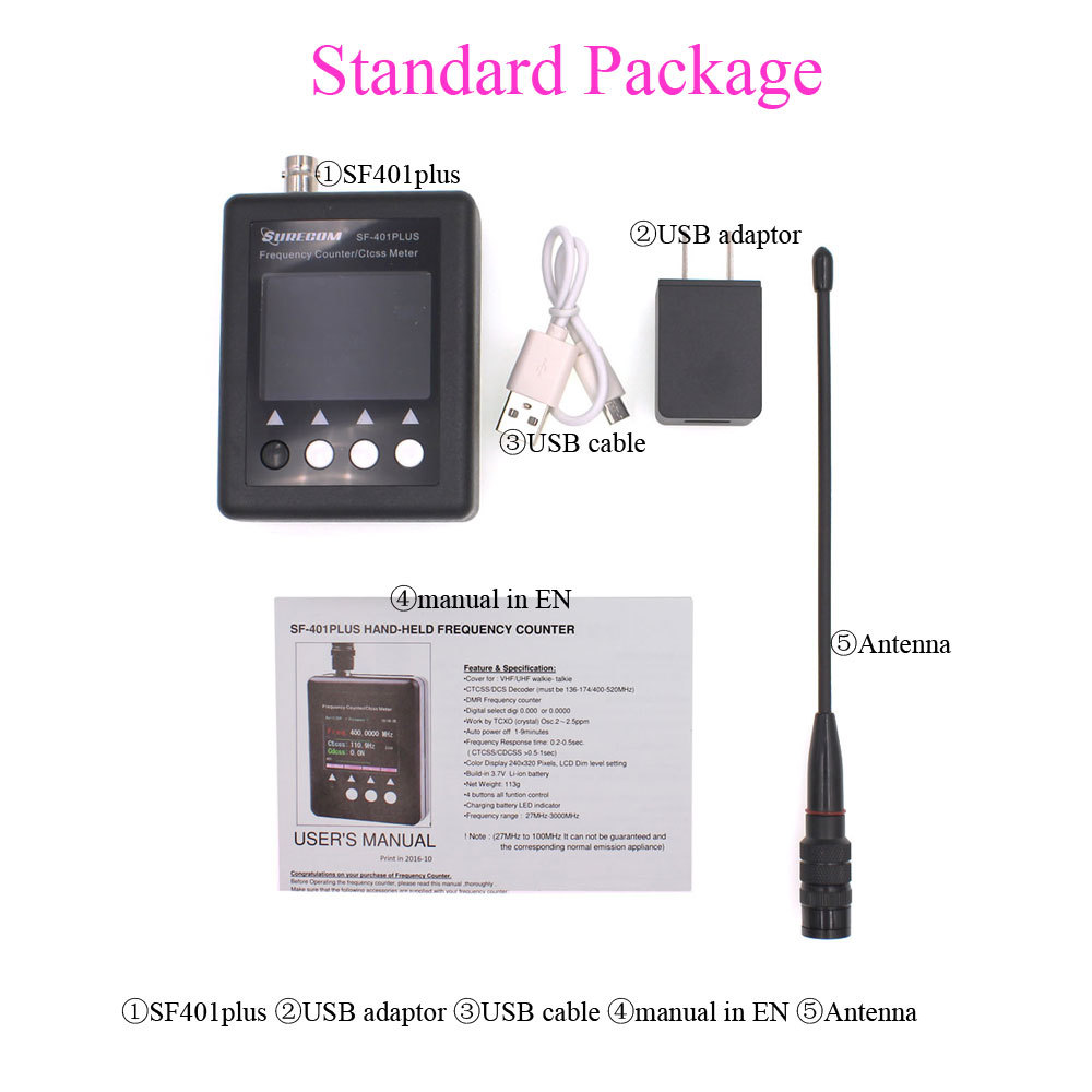 SURECOM SF401 PLUS Frequency Counter for Radio Transceiver CTCSS/DCS Decoder