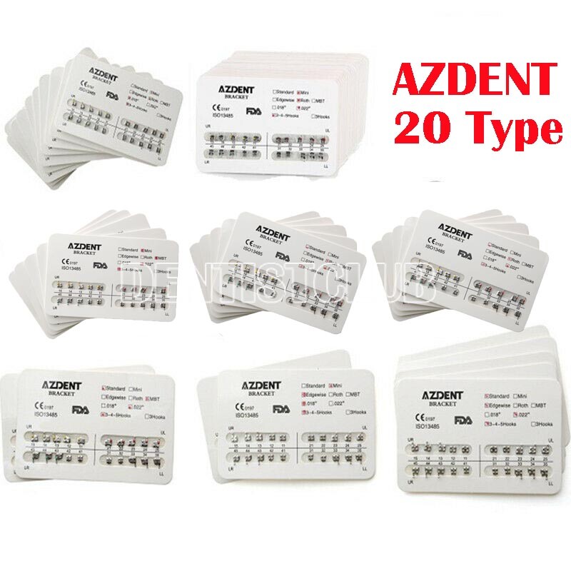 10X AZDENT Dental Orthodontic Brackets Braces Metal Mini MBT/Roth.022 Hook 3 4 5