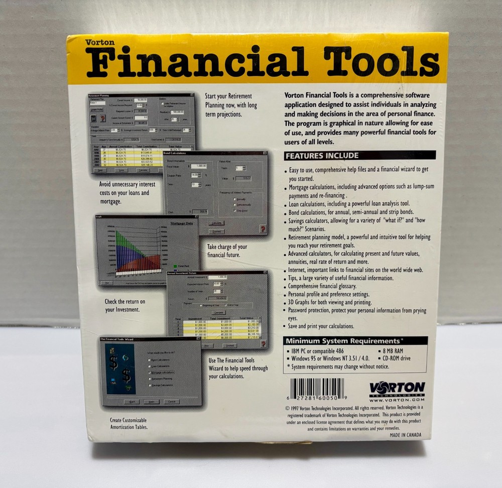 Vorton Technologies Financial Tools 1997 PC CD Computer Software