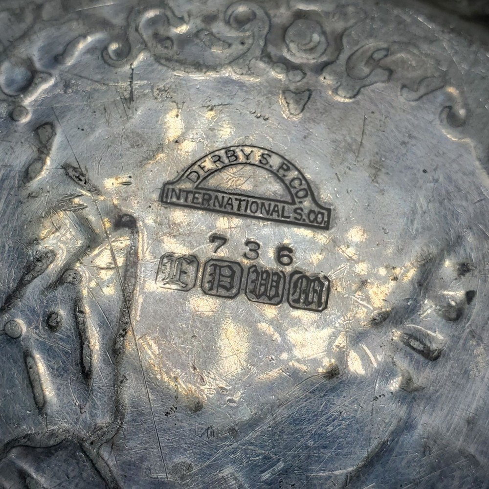 Antique Silver Plated Derby Calling Card Plate 7" Dish