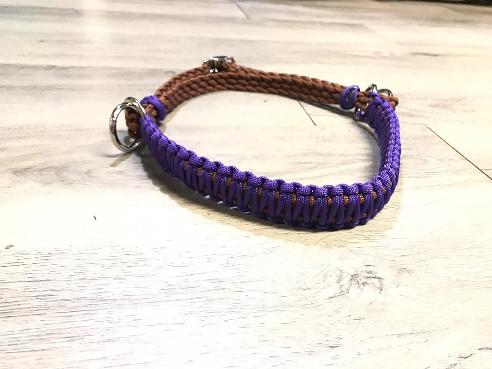 side pull hackamore attachment with a whoa neon purple
