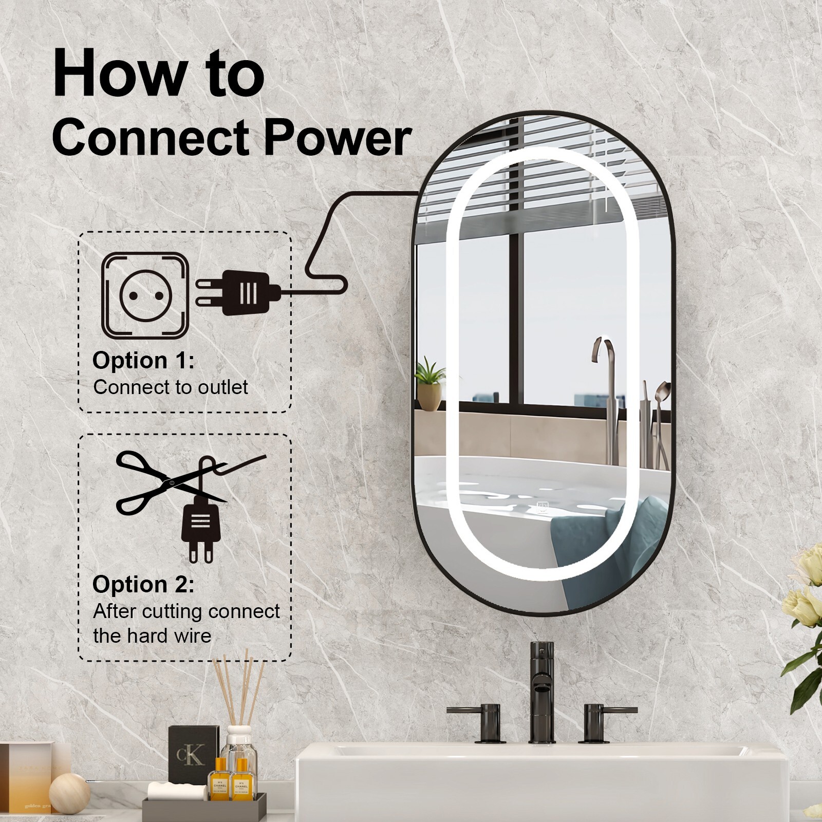 Oval Medicine Cabinet with Lights Bathroom Medicine Cabinet with Mirror 3 Light