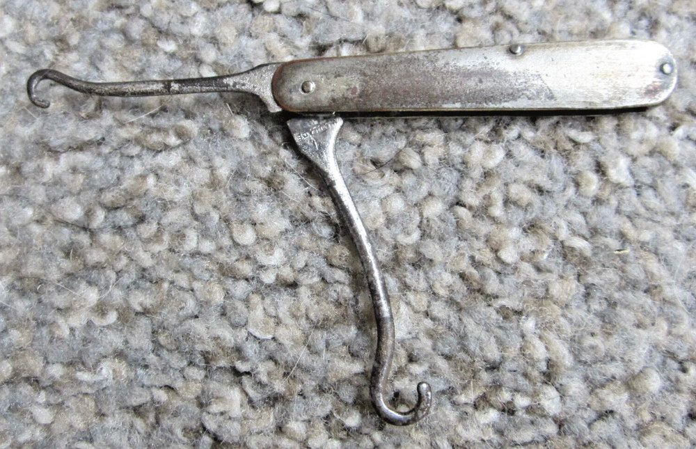 Antique Silver Plate R Wallace & Son Double folding Button Hook