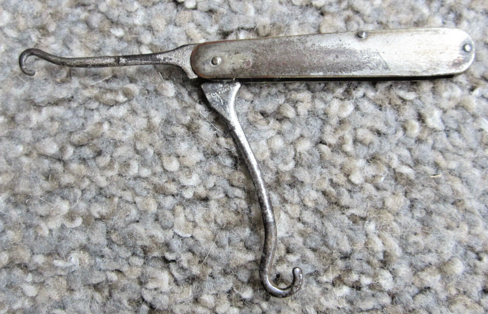 Antique Silver Plate R Wallace & Son Double folding Button Hook