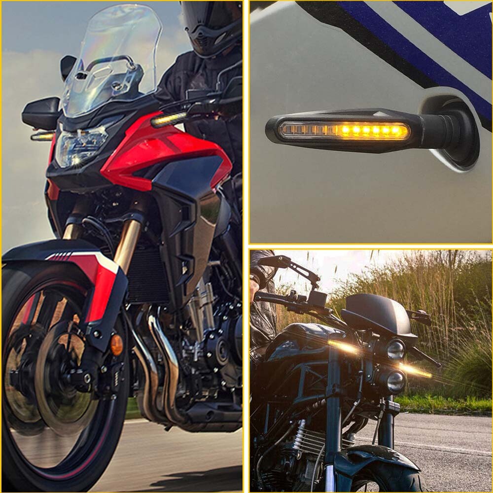 4X Motorcycle Sequential LED Turn Signal Blinker Light Indicator Amber Universal