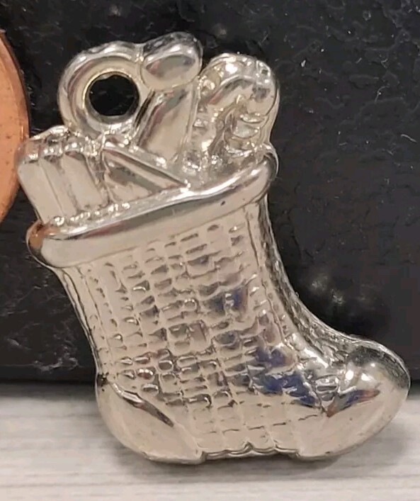 Vintage plastic Chrome CHRISTMAS STOCKING gumball charm prize jewelry