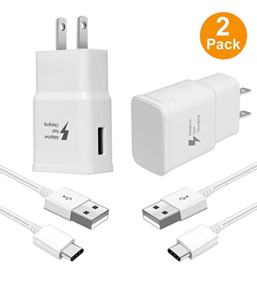 2Pack Fast Wall Charger Plug + USB Type C Cable For Samsung Galaxy S10/S10e/S10+