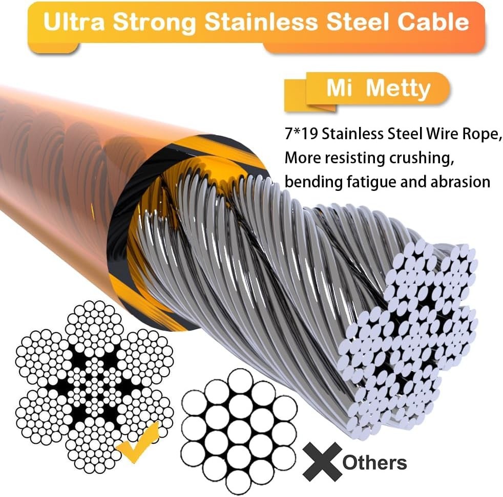 50ft Heavy Duty Dog Tie Out Cable for Large Dogs Up to 125lbs Yard Tether Line