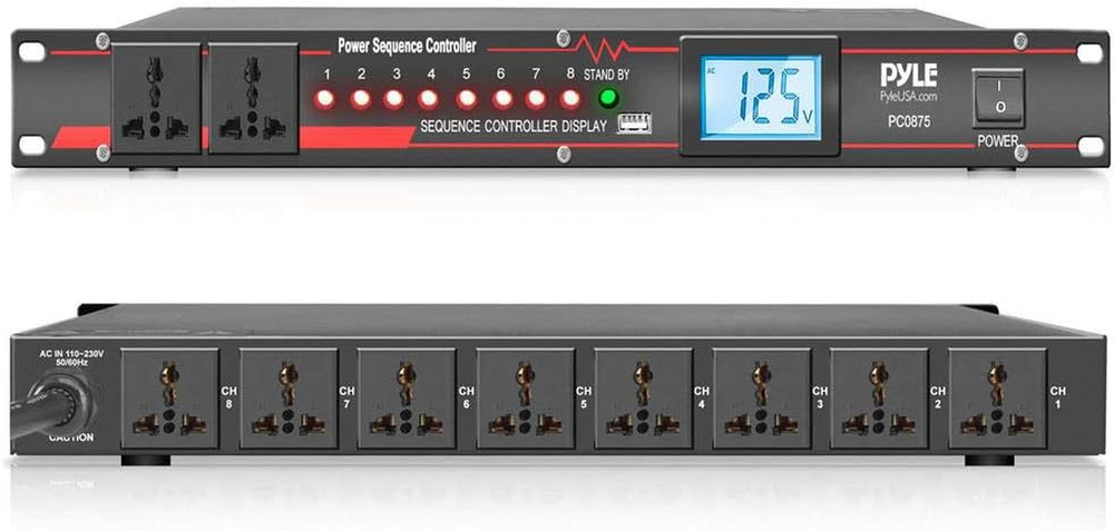 10 Outlet Power Sequencer Conditioner - 13 Amp 2000W Rack Mount Pro Audio Digita