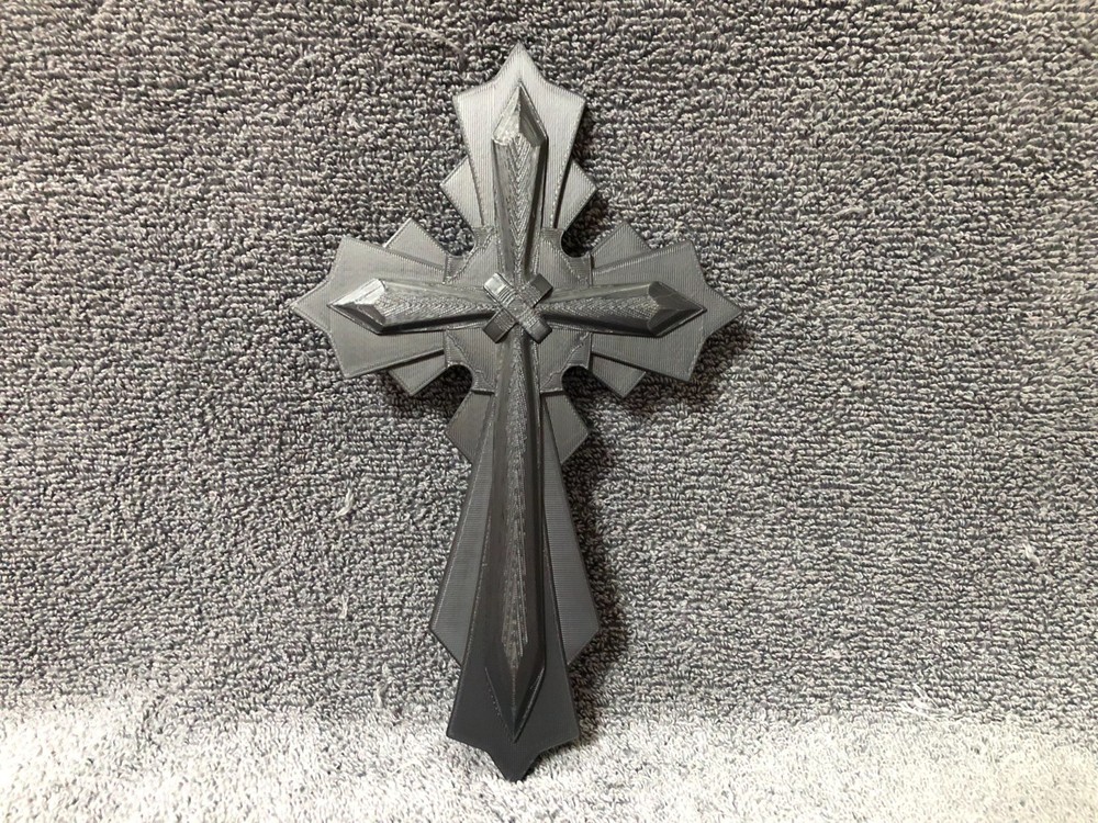 3d Printed Religious Cross Black (with mounting hardware)