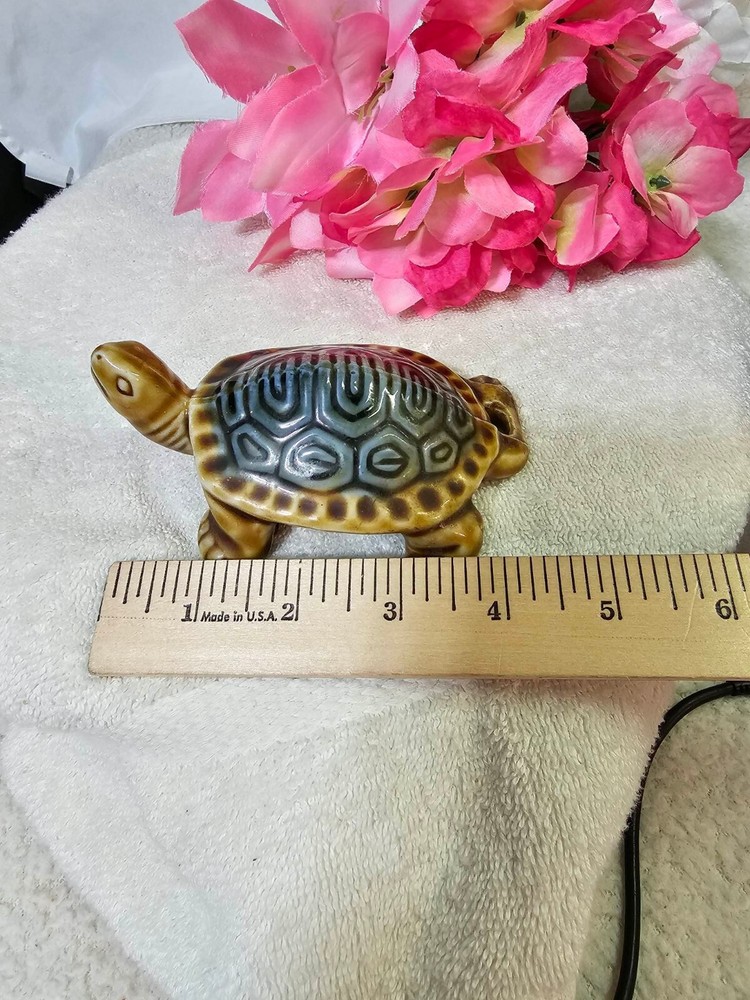 Vtg ceramic turtle figurine statue brown gray