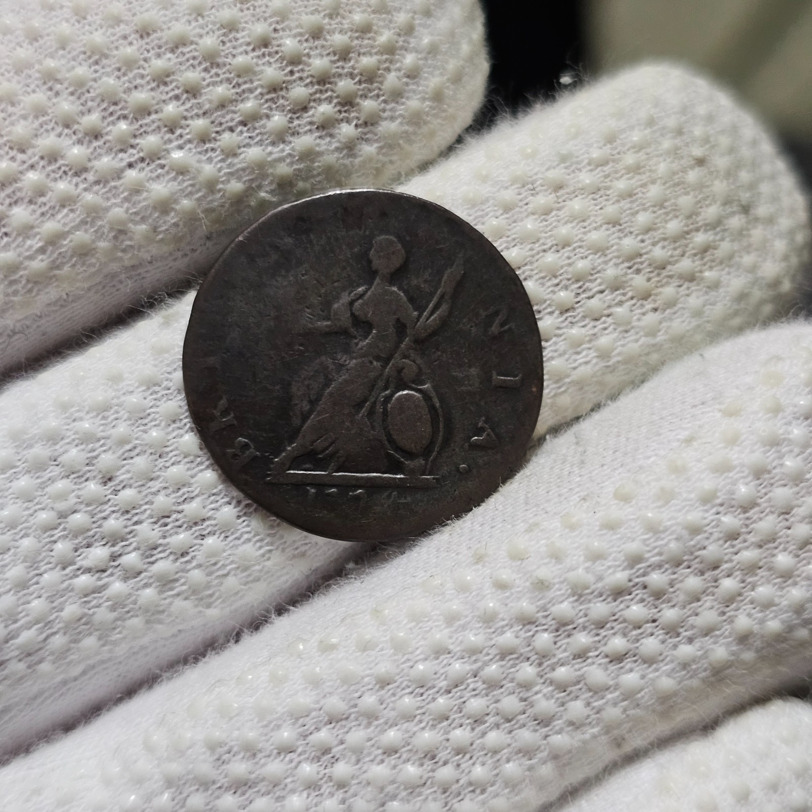 1774 Farthing Early America Revolutionary War Era Swollen Dies Colonial Coin