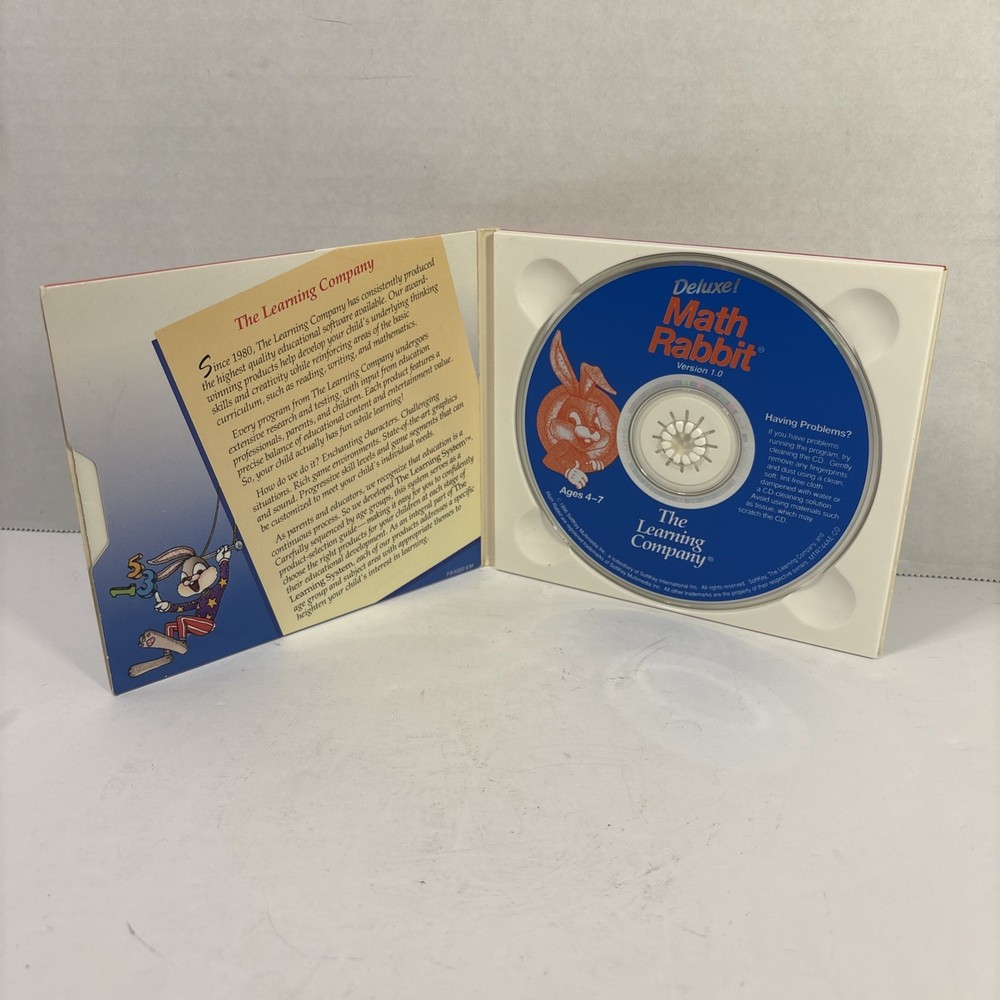 Deluxe! Math Rabbit PC CD‑ROM 1997 Ages 4‑7 Educational Game - The Learning Comp