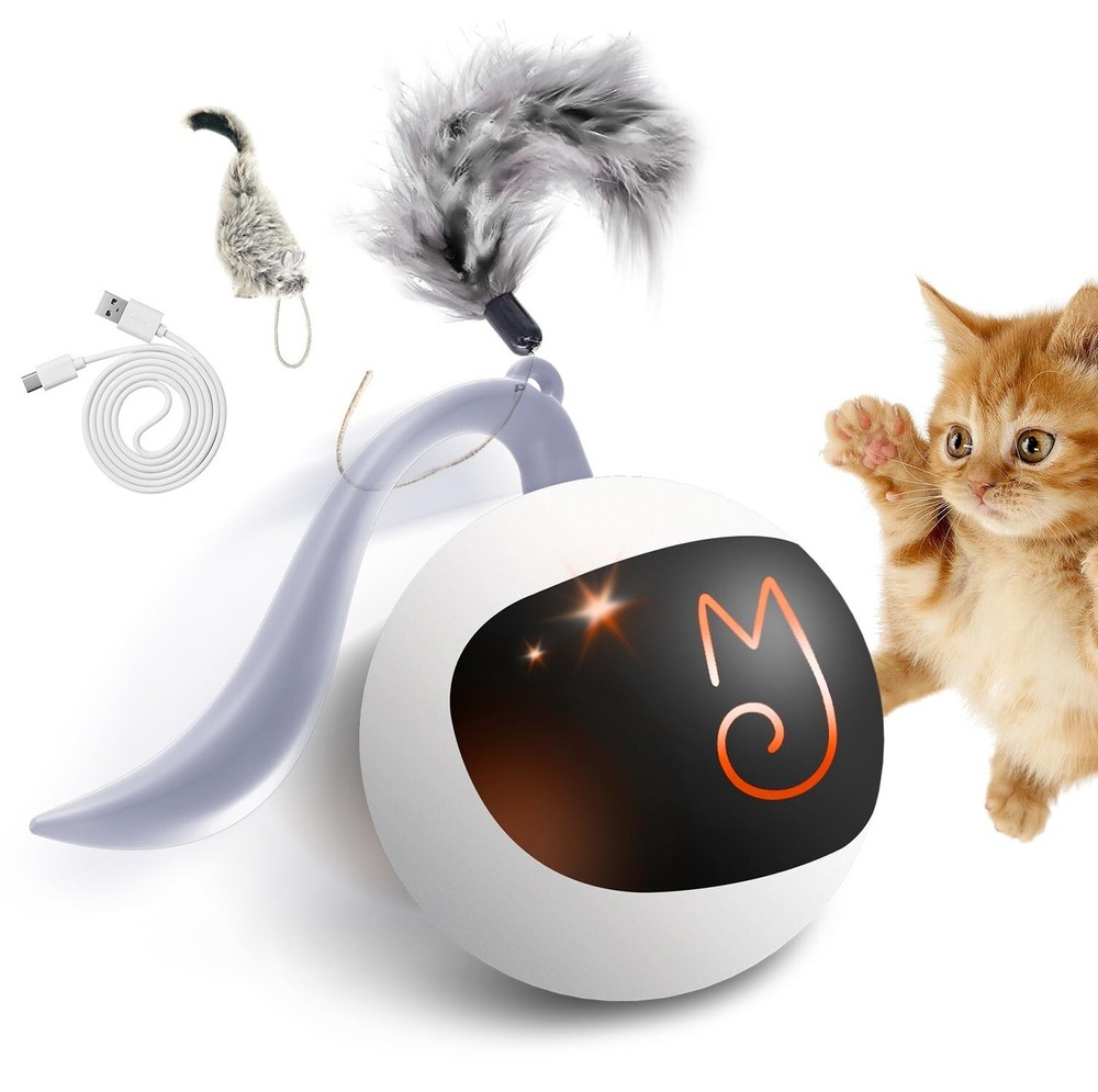 Migipaws Interactive Cat Ball Toy Set, Fun Tracker, Automatic Rolling Chase B...