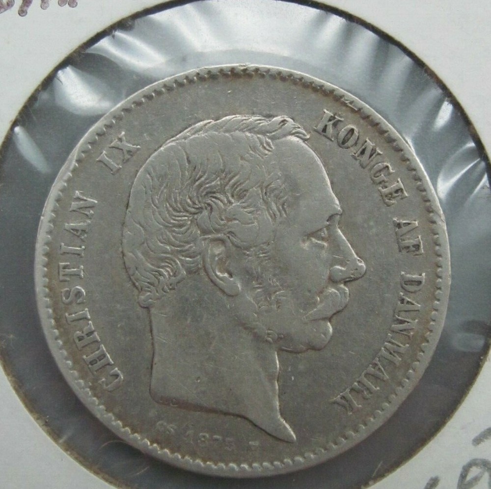 1875-H Denmark Krone .800 Fine Silver