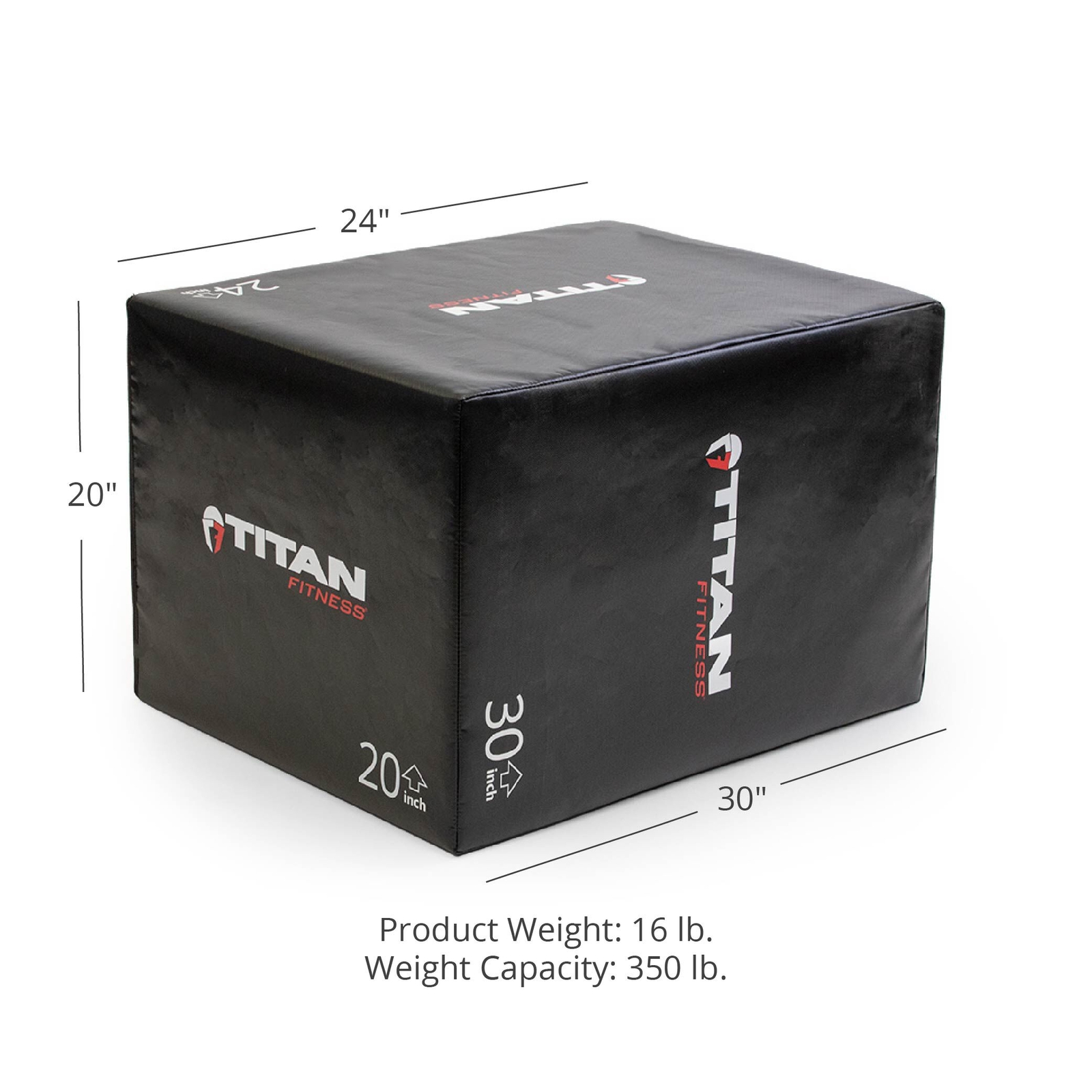 Titan Fitness Soft Foam Plyometric Box, 20in 24in 30in, 3-In-1 Pro-Duty HIIT