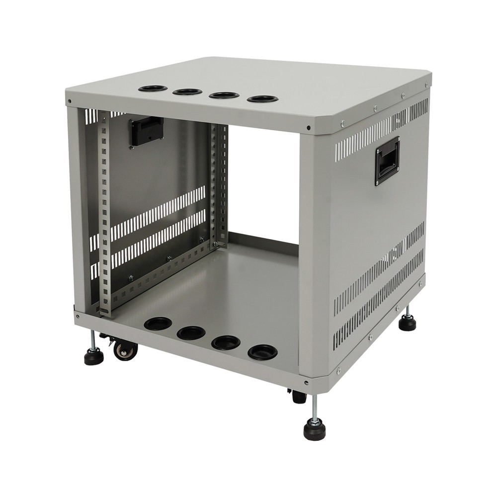 9U Server Rack, Server Rack Cabinet, Rolling Studio Rack Case Grey