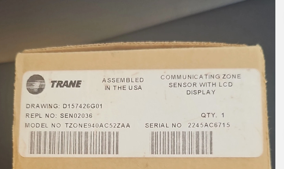 Trane Communicating Zone Sensor with LCD Display TZONE940AC52ZAA Silver Gray