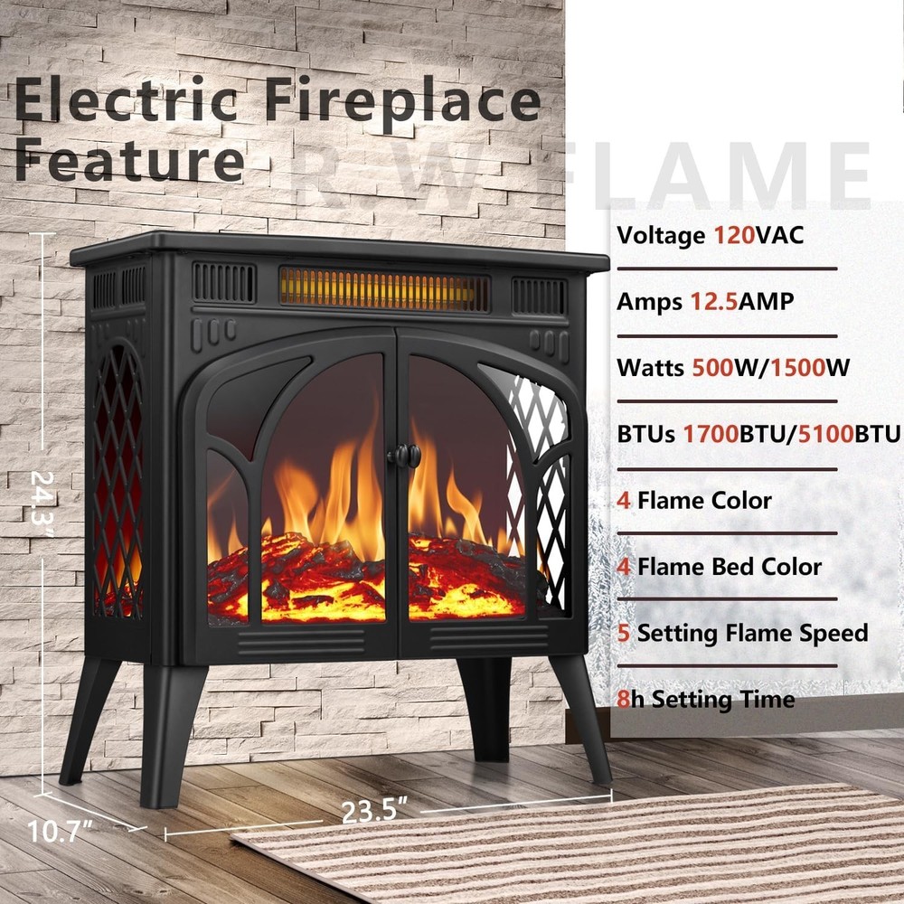 Electric Fireplace Heater 25" with Remote Control, Cathedral Stylish, Differe...