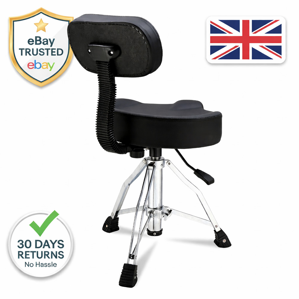 Hydraulic Drum Stool Adjustable Height Drum Throne with Backrest