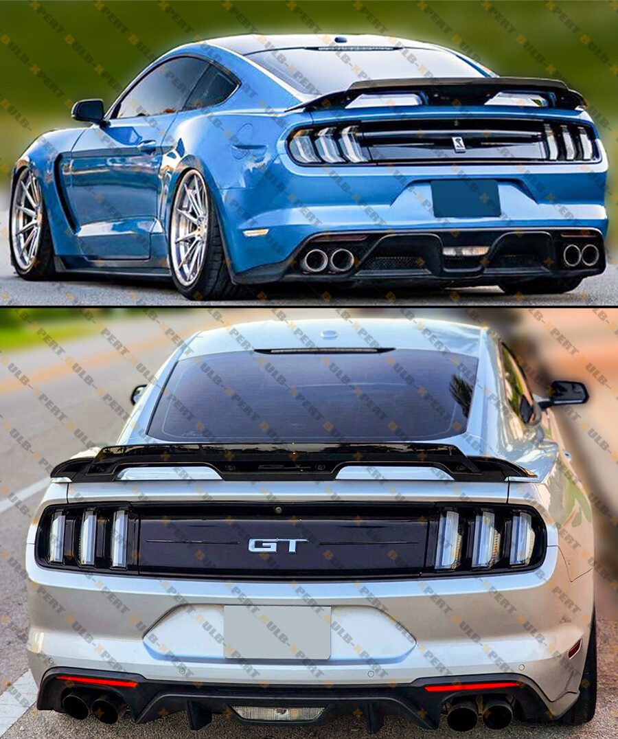 GT500 Style Spoiler W/ Smoke Gurney Flap Wicker Bill For 2015-2023 Ford Mustang