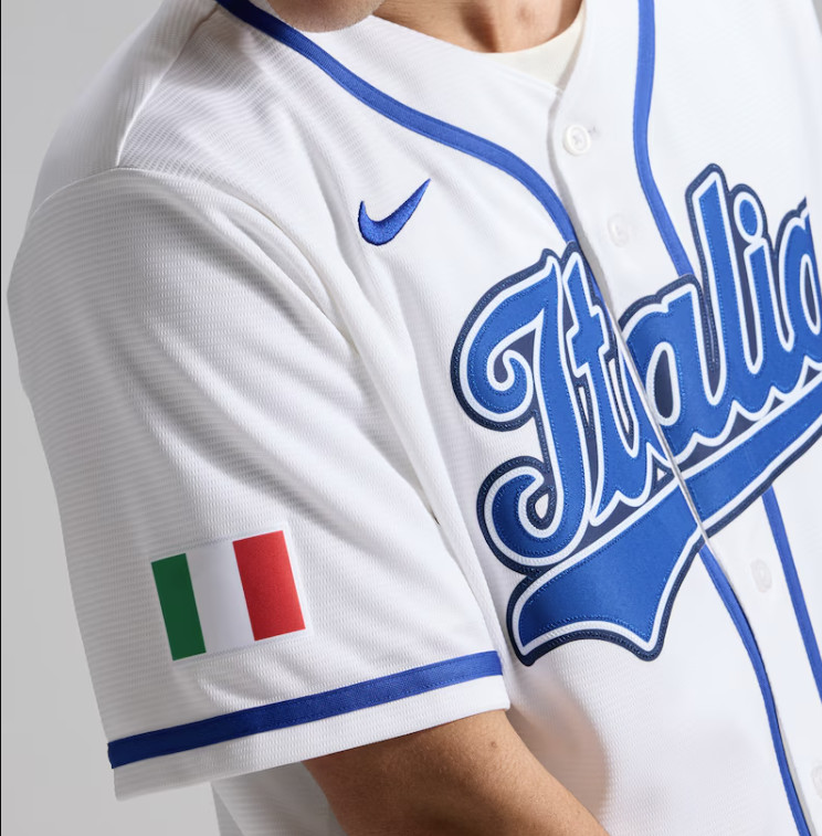 Men's Italy Baseball White 2026 World Baseball Classic Embroidered Tee !!!