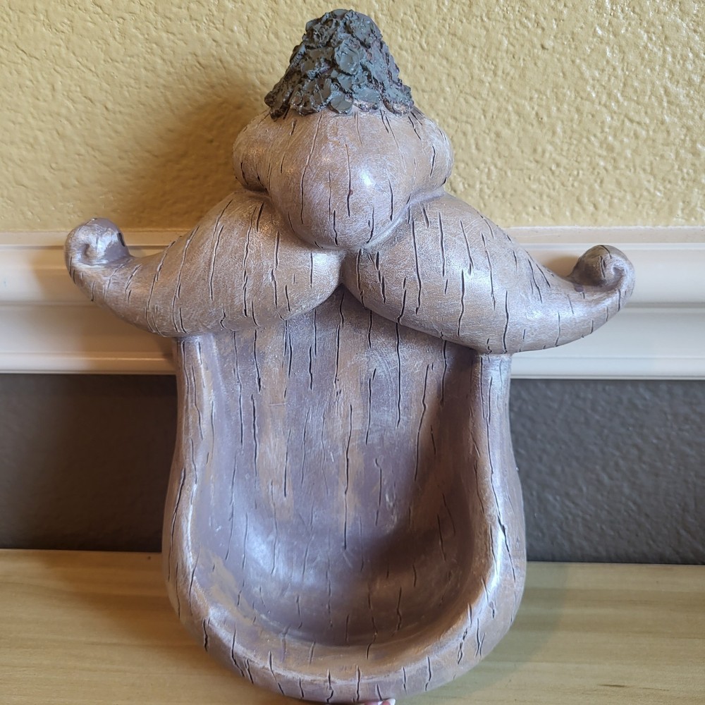 Wood Tree Face Bird Feeder Yard Decoration