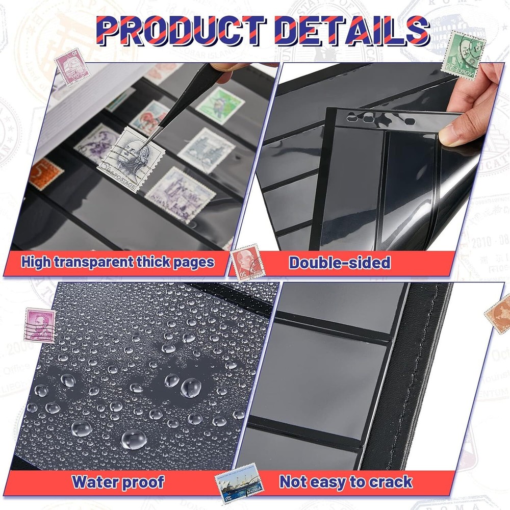 Stamp Pages for Album Binder 10 Sheet 7 Rows Pages for Stamp Collectors